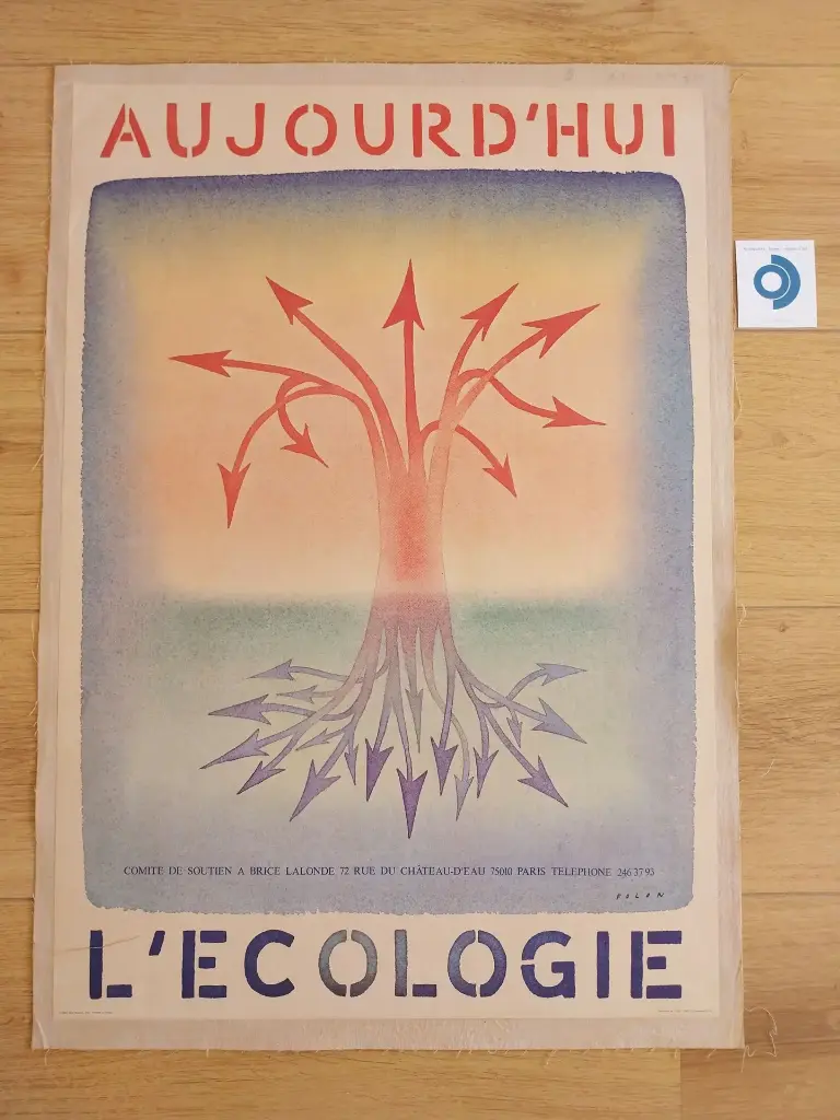 Jean-Michel FOLON (1934-2005), Aujourd'hui l'écologie, impression couleur d'après, signée, 63 x 43.5 cm.