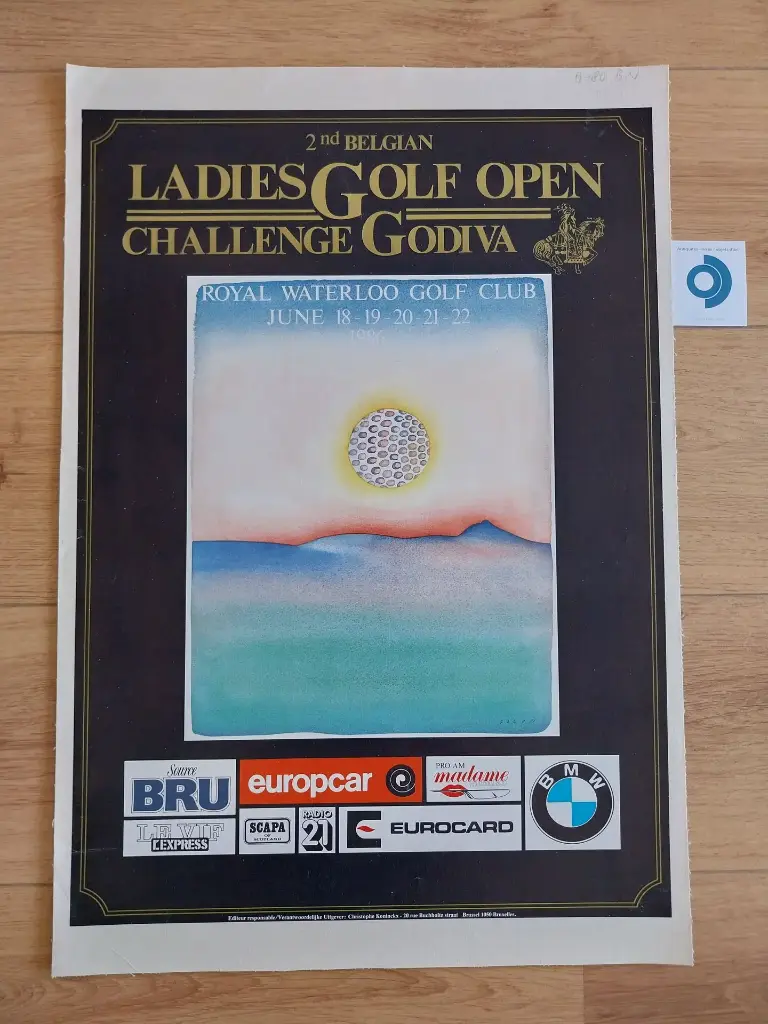 Jean-Michel FOLON (1934-2005), Belgian ladies golf Godiva, 1986, impression couleur d'après, signée, 56.5 x 40.5 cm.