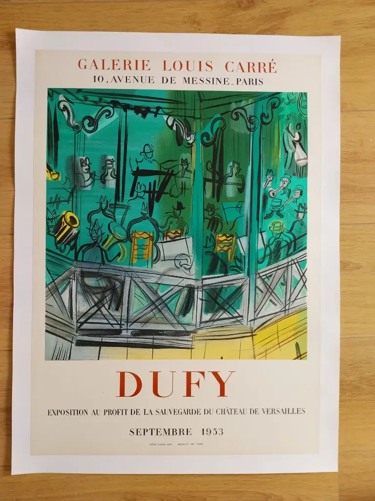 Raoul DUFY (1877-1953), Le kiosque à musique, 1953, affiche lithographique (d'après) non signée, 66 x 47, Mourlot impression.