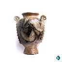 Roger GUERIN (1896 - 1954), vase en grès à décor d’oiseaux, 1945, grès tourné, taillé et émaillé / cuisson au sel, H : 38.5 cm.  Pièce unique, signée et datée sous la base. Signature en creux n° 17 répertoriée dans : Fauconnier M. & Migeot JC, Sel et Feu, les grès d’art de Bouffioulx et de Châtelet de 1900 à 1960, Bouffioulx, Le vieux Châtelet, 1995.