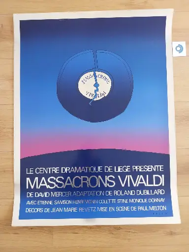 Jean-Michel FOLON (1934-2005), Massacrons Vivaldi, 1971, sérigraphie sur papier argent d'après, signée, 65 x 84 cm.