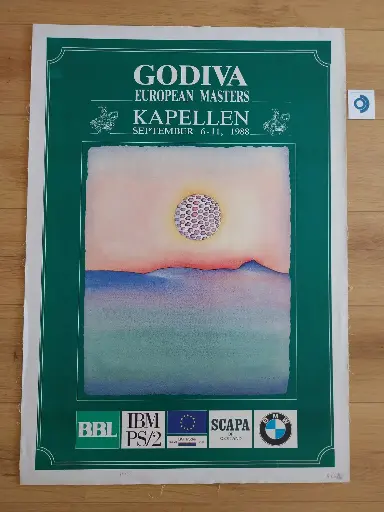 Jean-Michel FOLON (1934-2005), Godiva European Masters, 1988, impression couleur d'après, signée 85 x 60 cm.