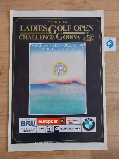 Jean-Michel FOLON (1934-2005), Belgian ladies golf Godiva, 1986, impression couleur d'après, signée, 56.5 x 40.5 cm.