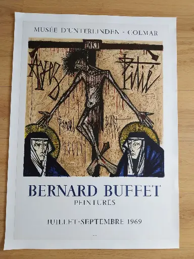 Bernard BUFFET (1928-1999), Ayez pitié, 1969,  Affiche lithographique (d'après) signée dans la planche, 78.5 x 55 cm, Mourlot impression.