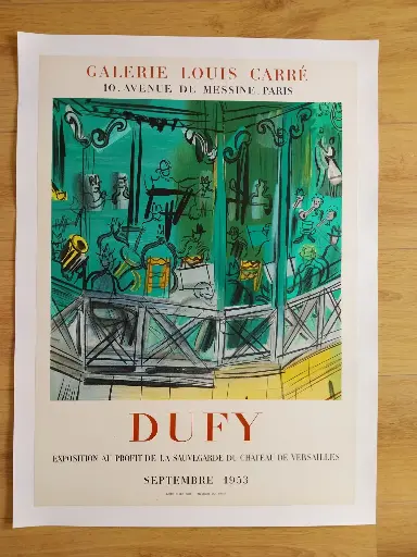 Raoul DUFY (1877-1953), Le kiosque à musique, 1953, affiche lithographique (d'après) non signée, 66 x 47, Mourlot impression.