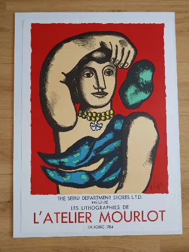 Fernand LEGER (1881-1955), Les lithographies de l'Atelier Mourlot, 1984, Affiche lithographique (d'après) signée dans la planche, 72 x 52 cm, Mourlot impression.