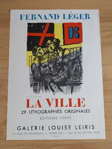 Fernand LEGER (1881-1955), La Ville, 1959 , Affiche lithographique (d'après), 67 x 47.8 cm , Mourlot impression.